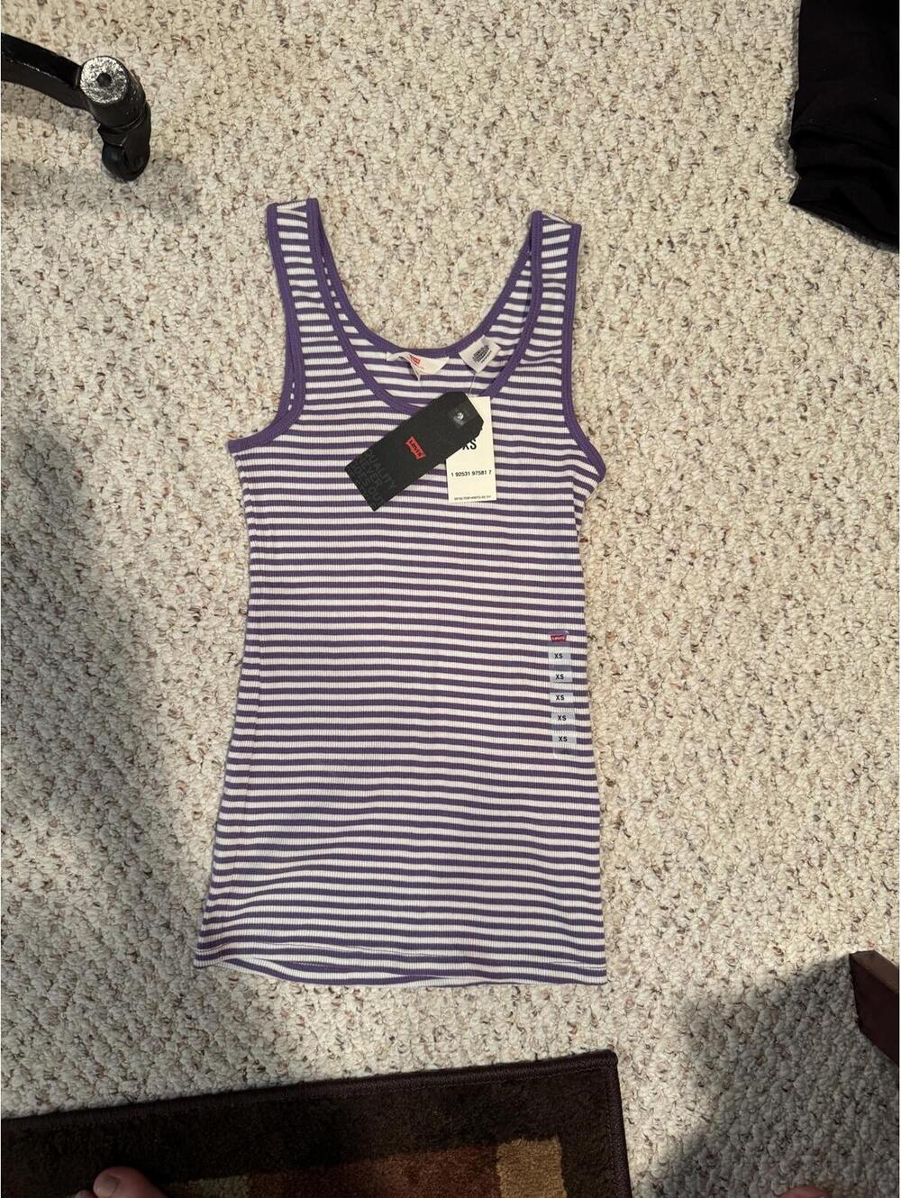 NWT Levi's Women's Striped Tank Top XS Purple and White